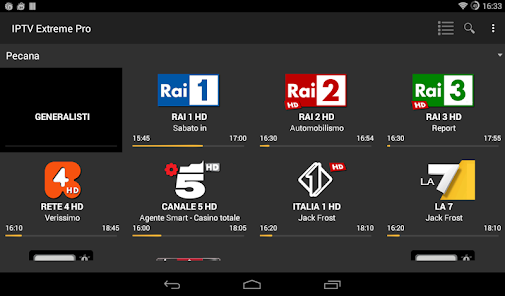 IPTV Extreme Pro App-Oberfläche auf einem Android-Smartphone