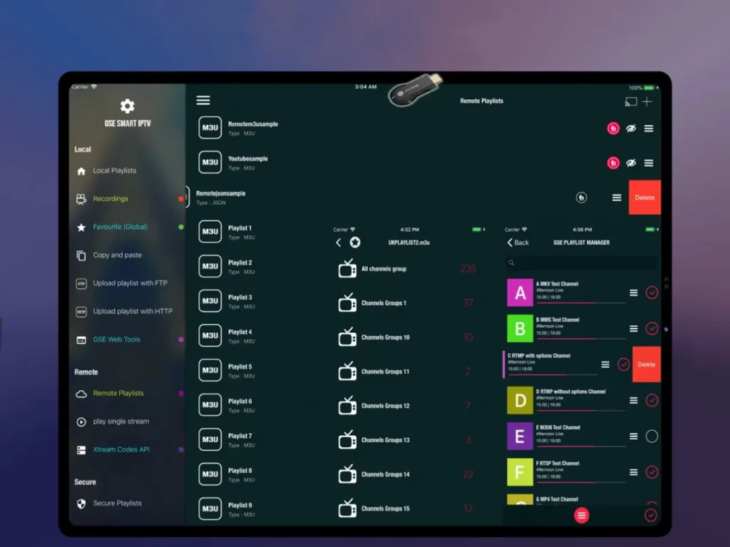 gse smart iptv player benutzeroberfläche_